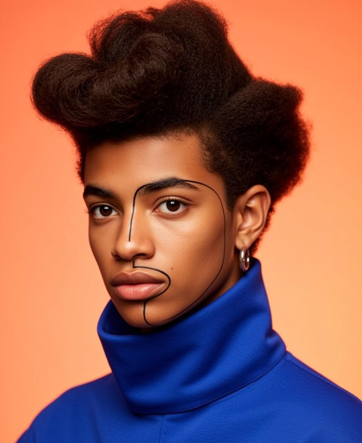 Young Dark Skin Prominent Afro Hairstyle Voluminous