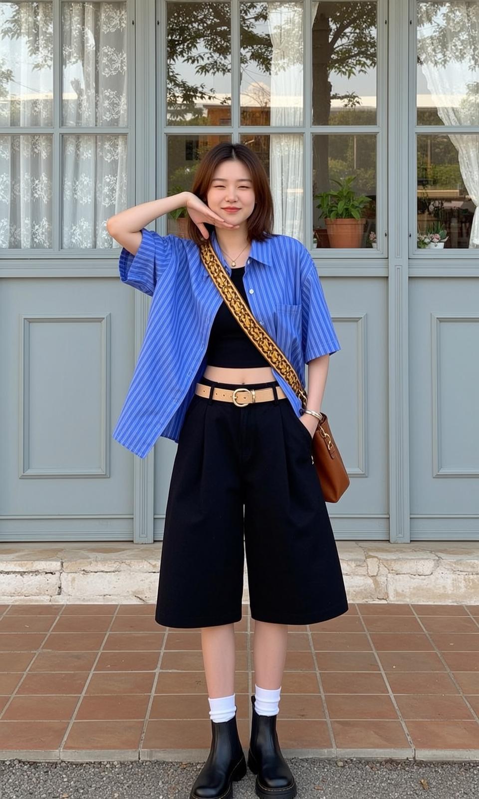 Casual Young Asian Short Brown Bob Light