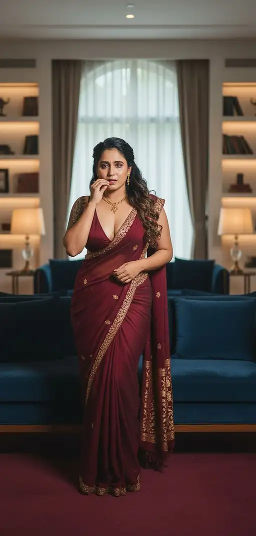 Maroon Carpet Saree Embrace