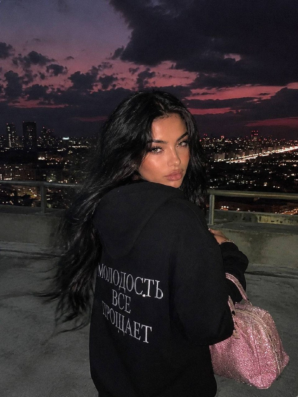 Y2k Cinematic Rooftop Portrait Night Aesthetic