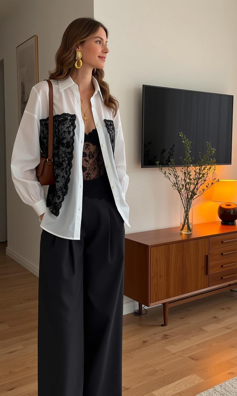 Casual Young Brown Wavy Fair White Oversized