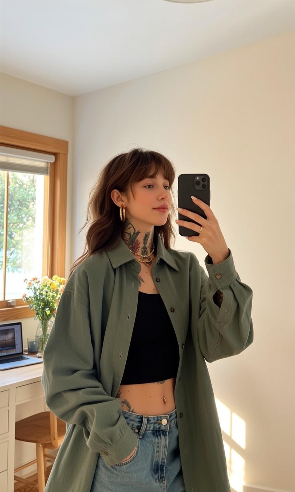 Casual Young Brown Wavy Bangs Fair Black
