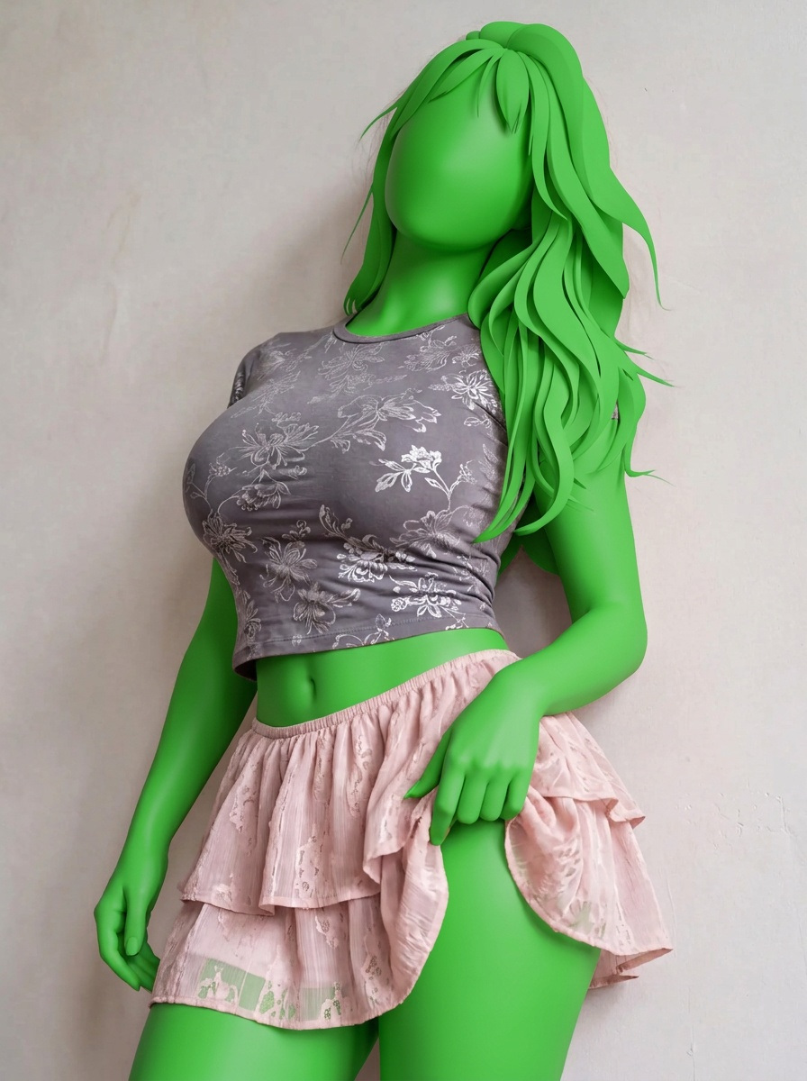 Template for Floral Crop Top And Pink Skirt Medium Shot