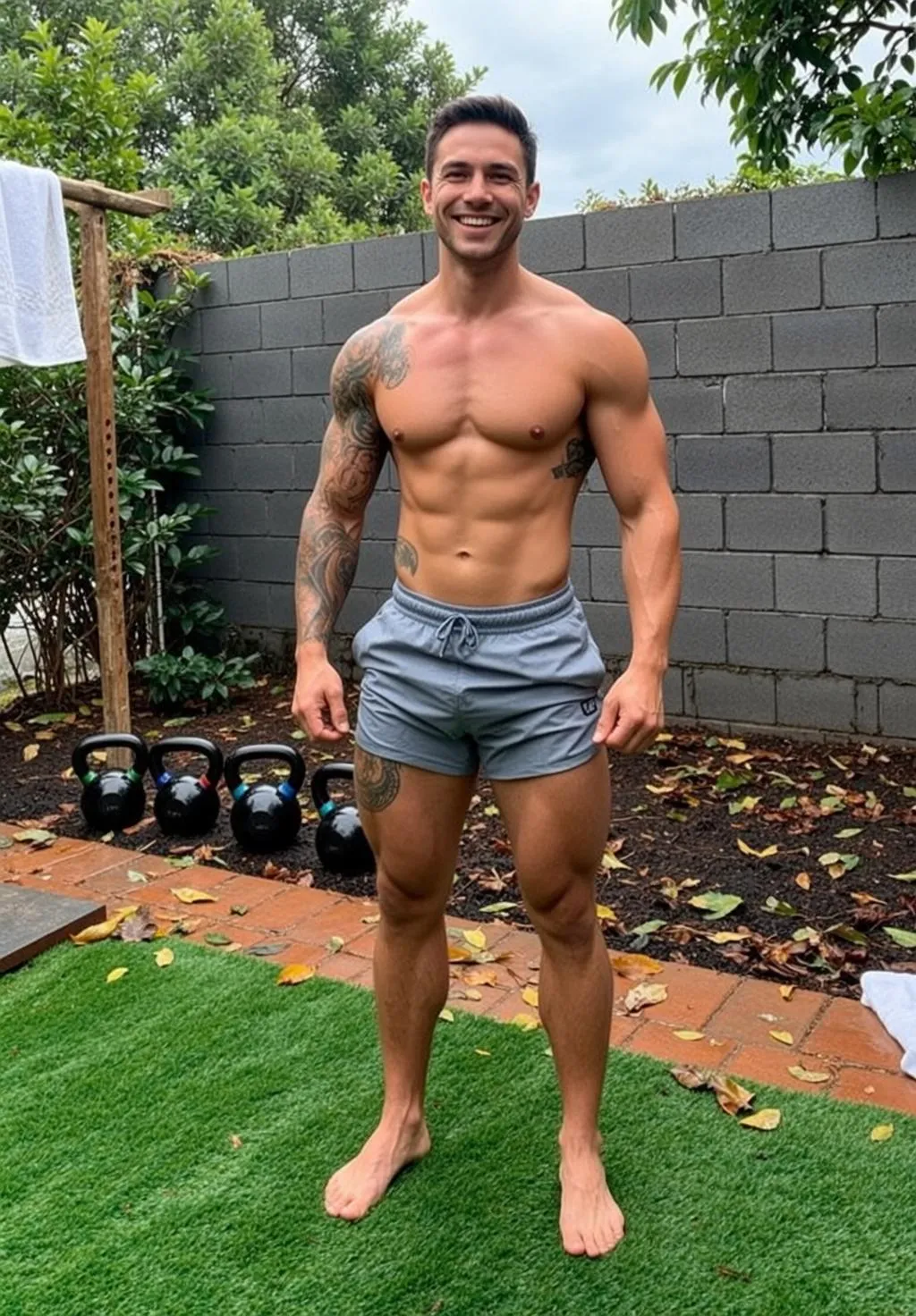 Tattoos In Backyard Portrait