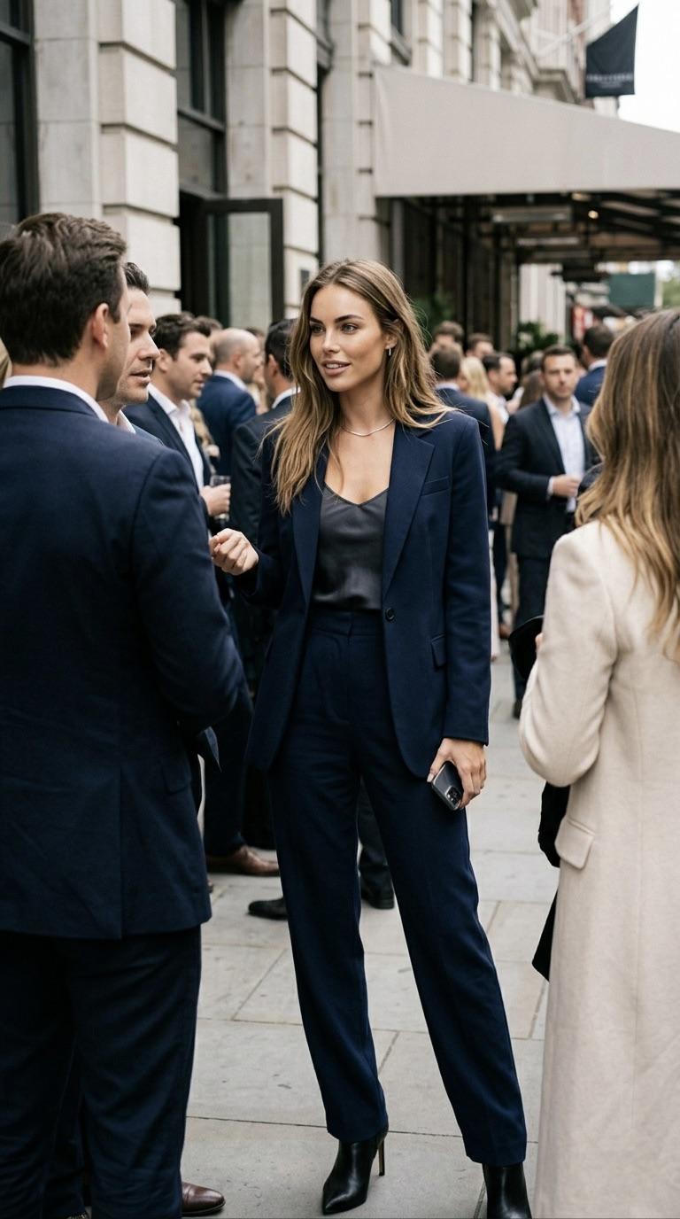 Dark Suits On City Sidewalk During Formal
