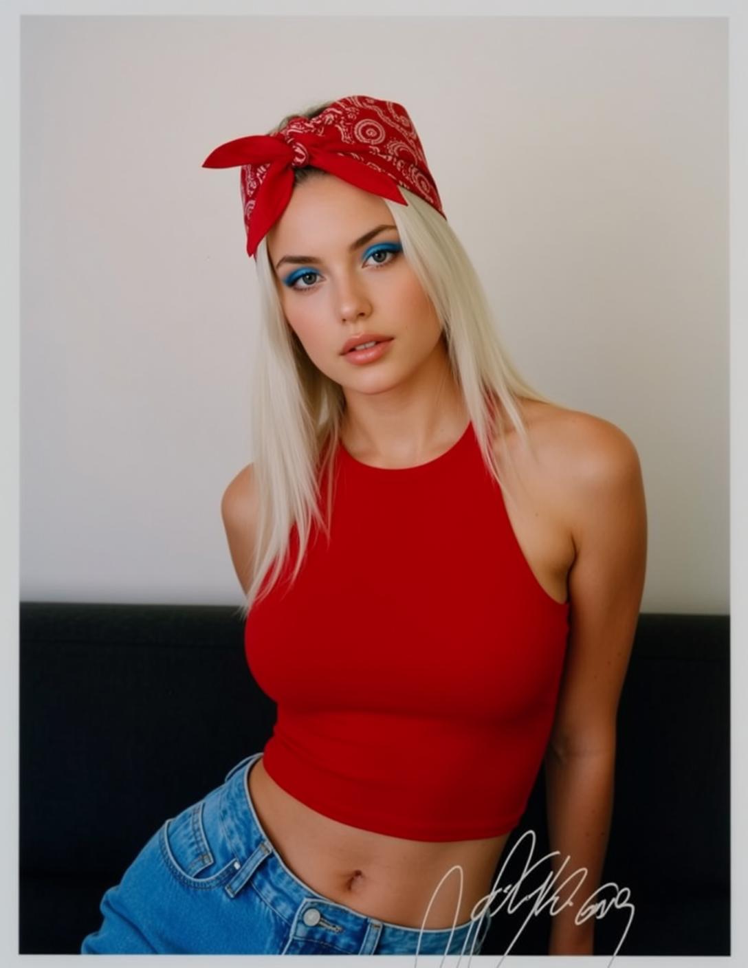 Red Halter on Black Couch