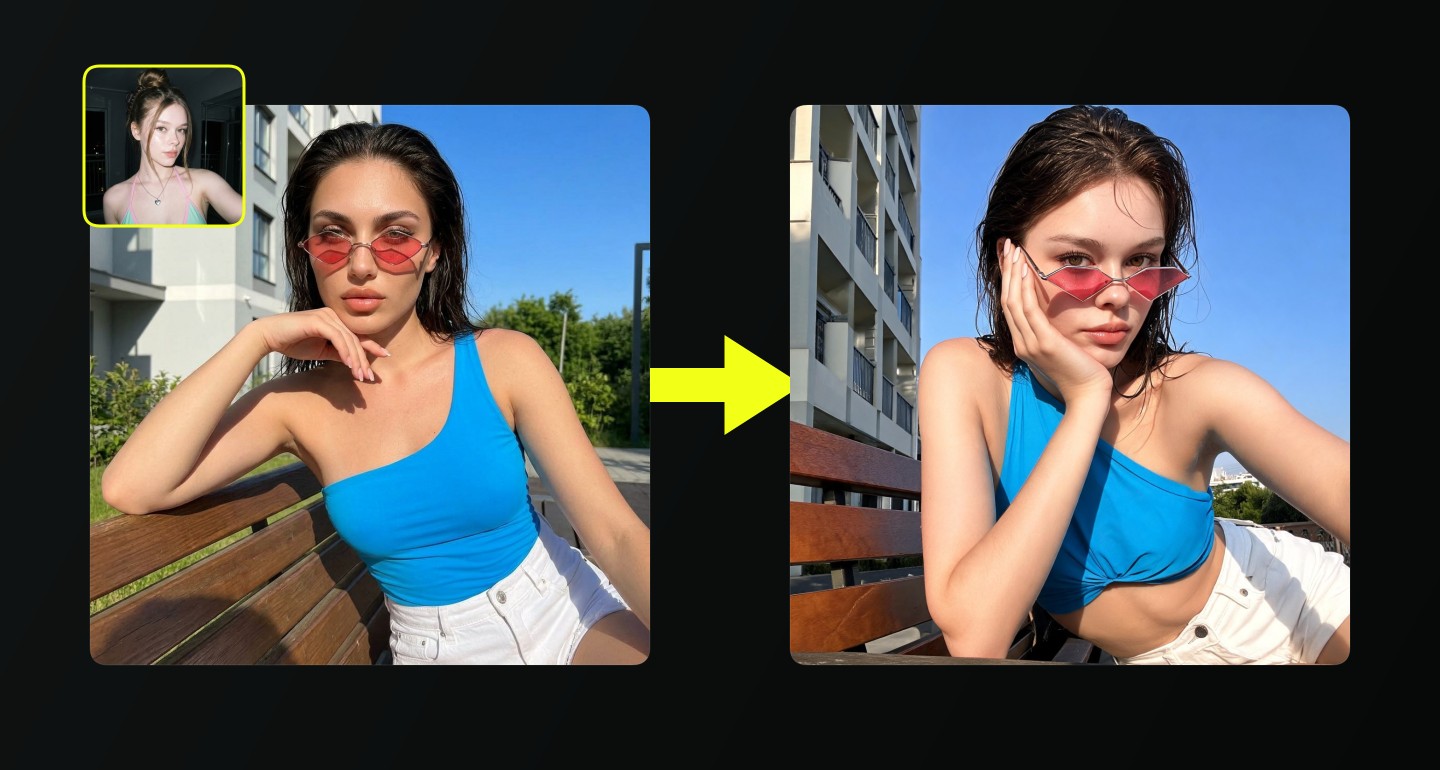 Mila remix walkthrough for Blue Beach Top Diamond Sunglasses Wooden Bench