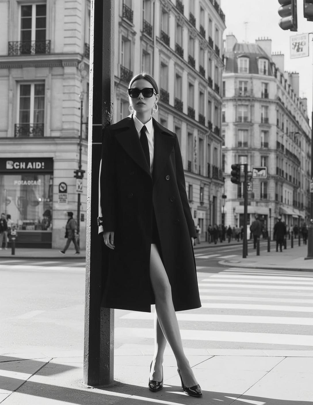 Full-body Medium Shot Black And White Photograph Captures Woman Standing