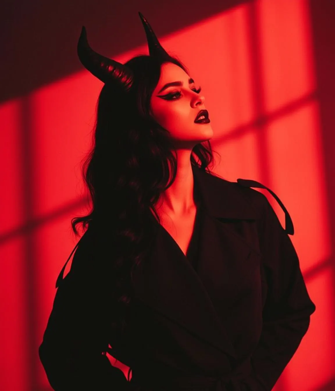Black Trench Coat Red Lighting
