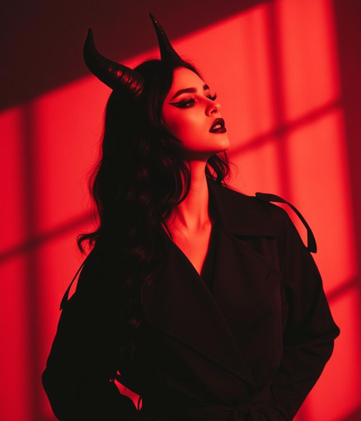 Black Trench Coat Red Lighting