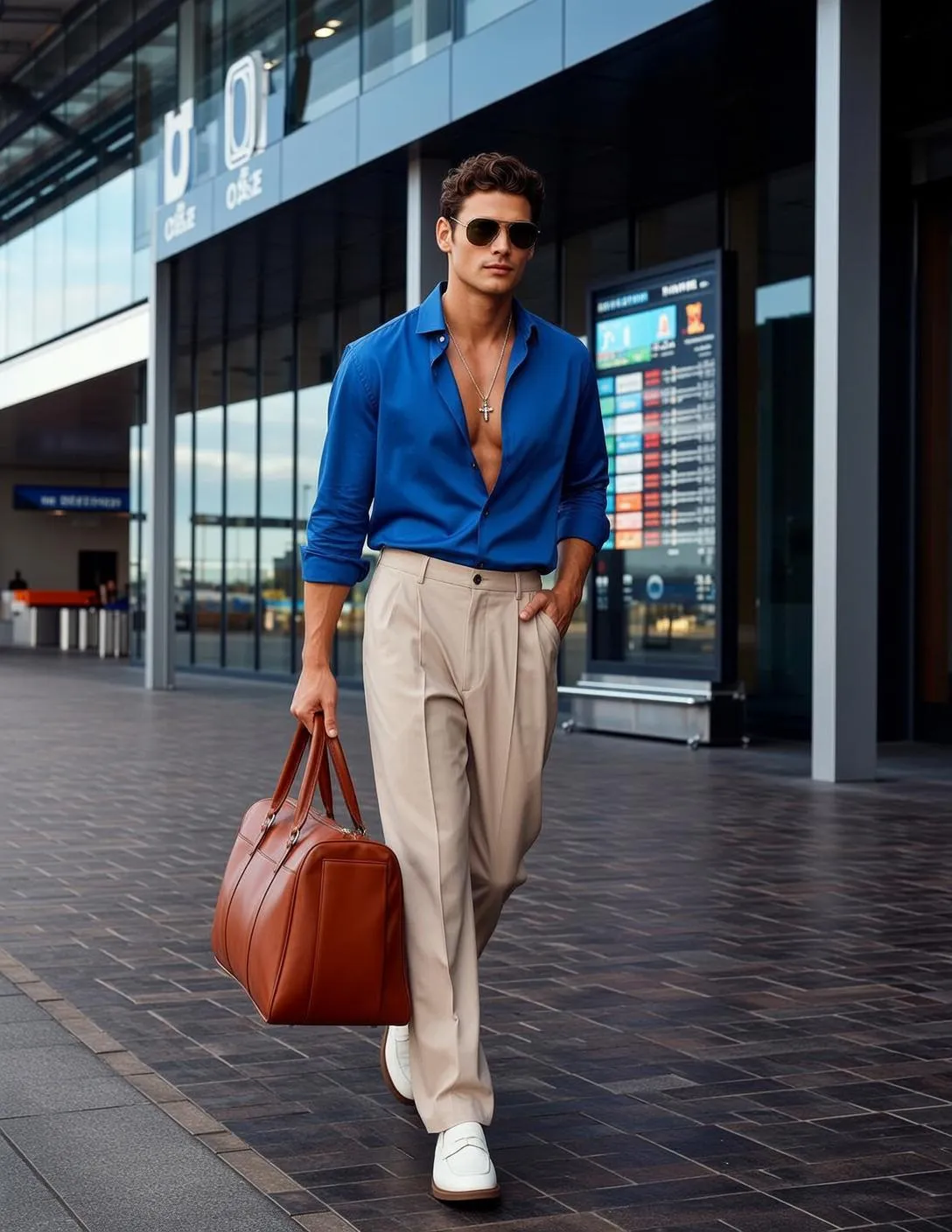 Sunglasses And Necklace At An Airport