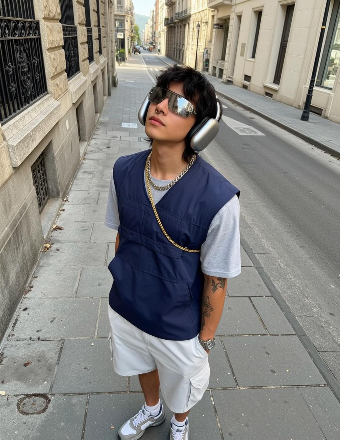 Grey T Shirt Utility Vest