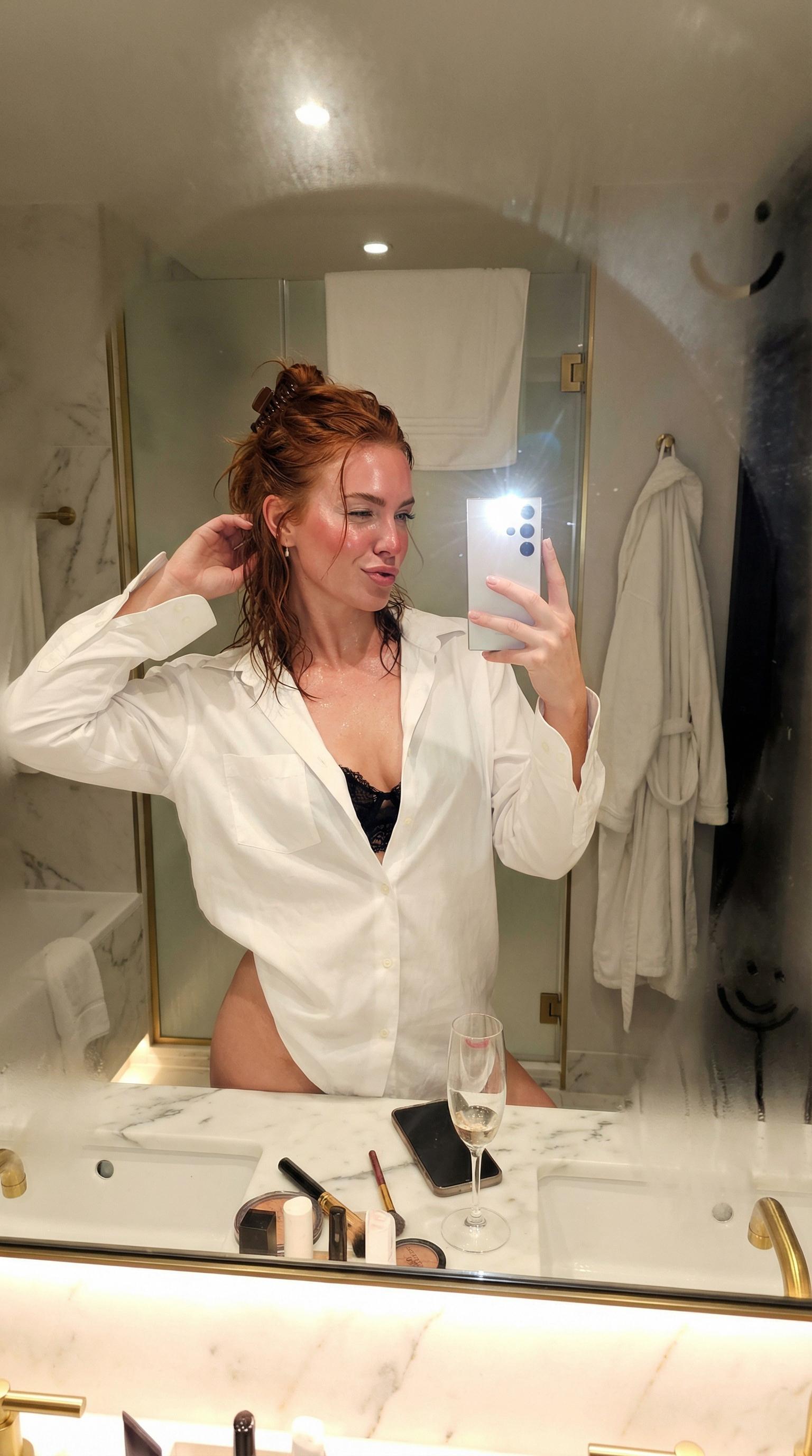 Bathroom Mirror Selfie Realistic Night reference photo