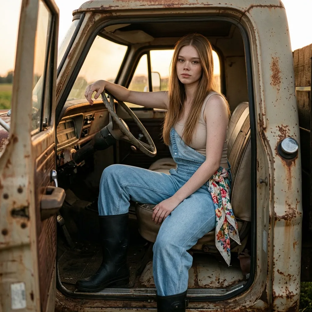 Makeup And Rings In A Farm Truck Sunset Portrait