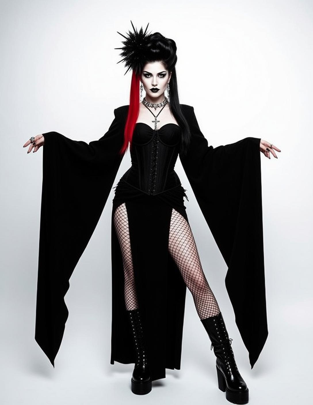 Black Corset White Backdrop Pose