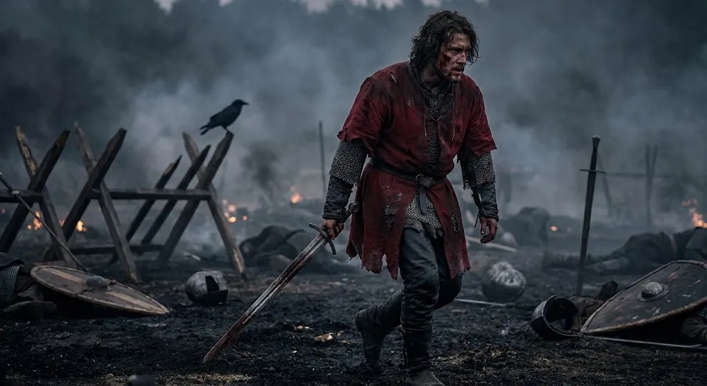 A Warrior's Solitude Amidst Ashes