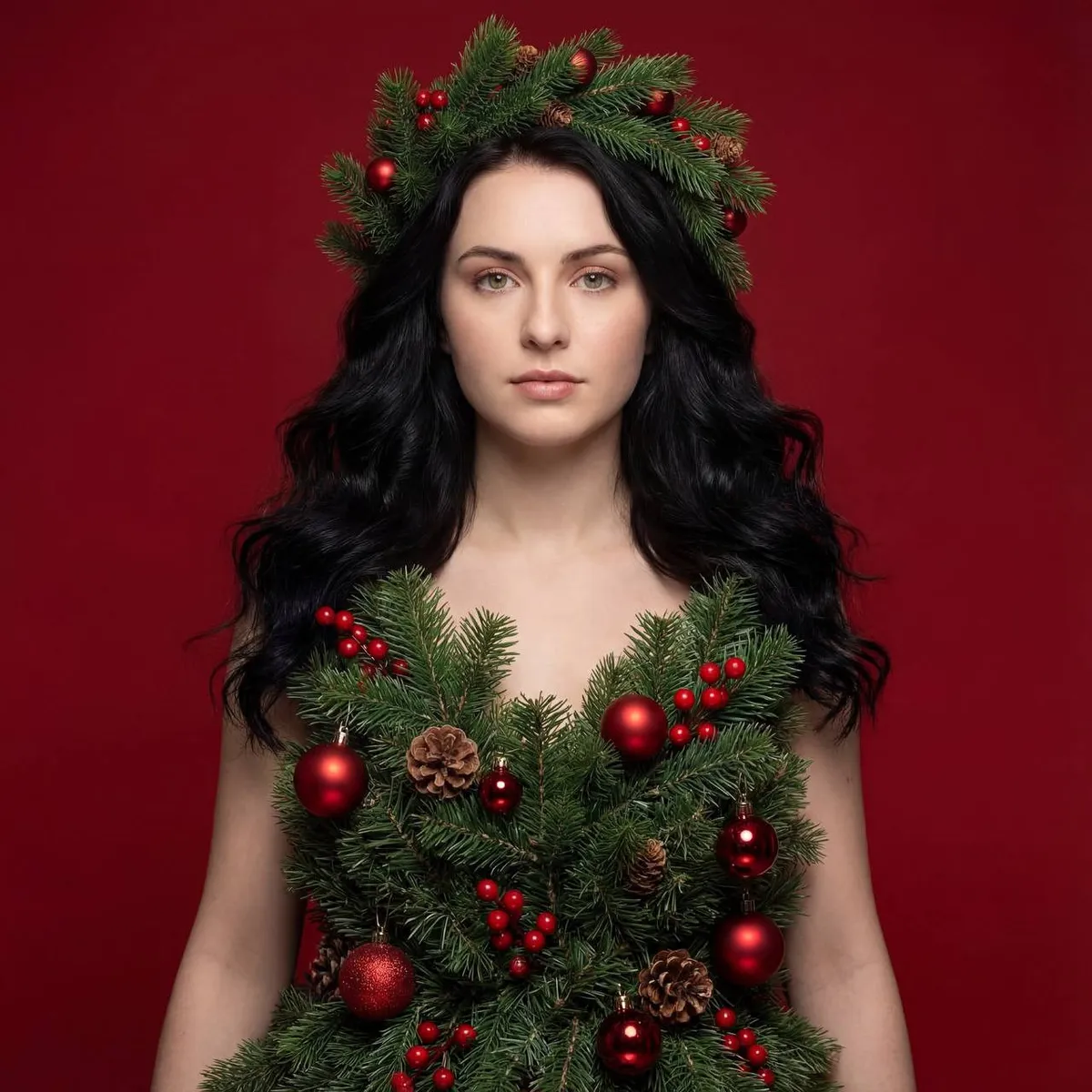 Spruce Branch Holiday Dress