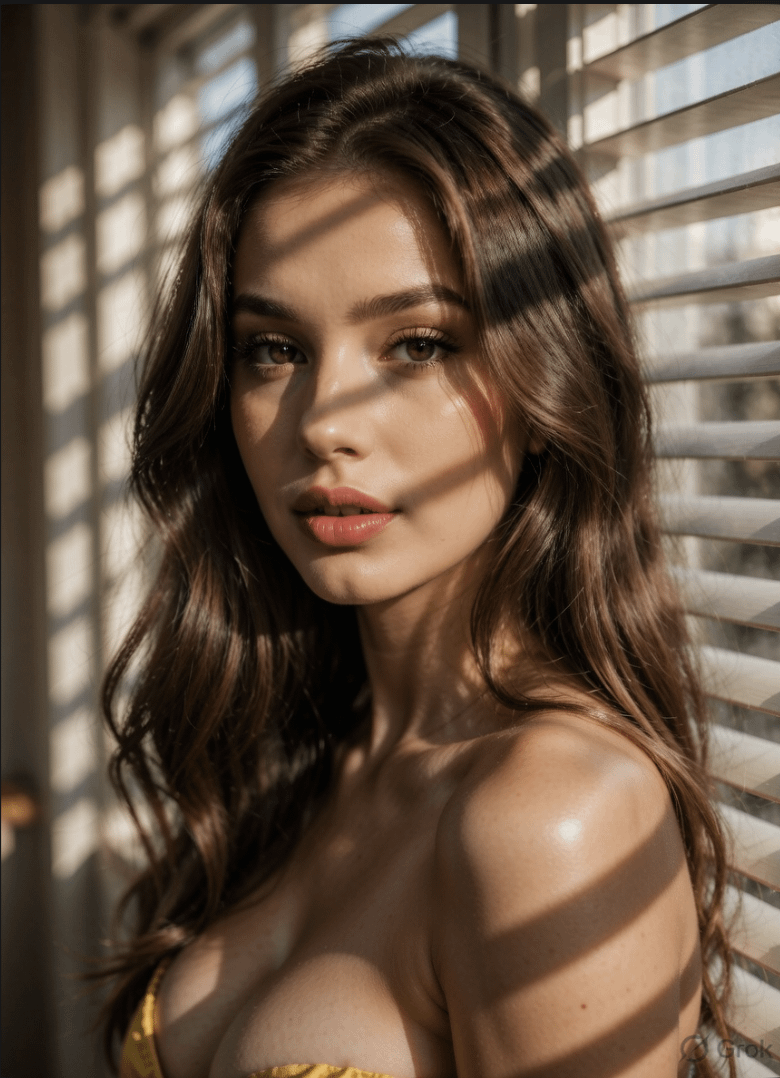 Medium With Long Wavy Brown Looking Directly