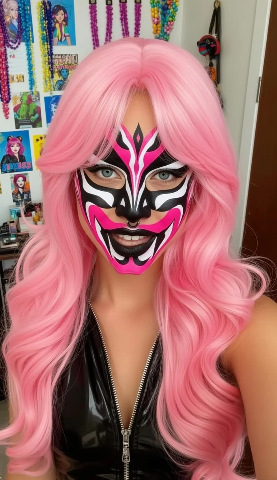 Halloween Makeup Elaborate Paint Long Wavy Bright