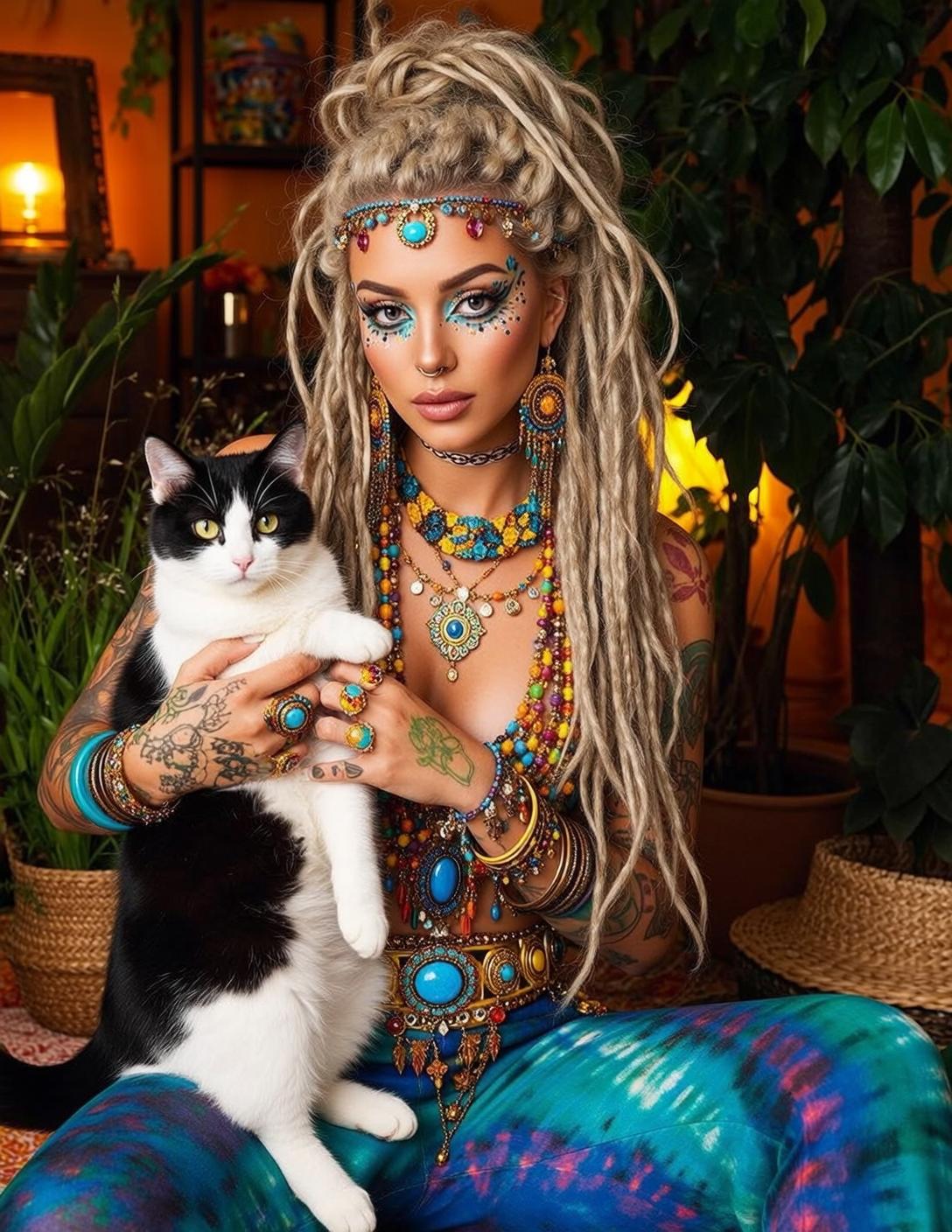 Indie Dreadlocks Blonde Tan Skin Colorful Beaded