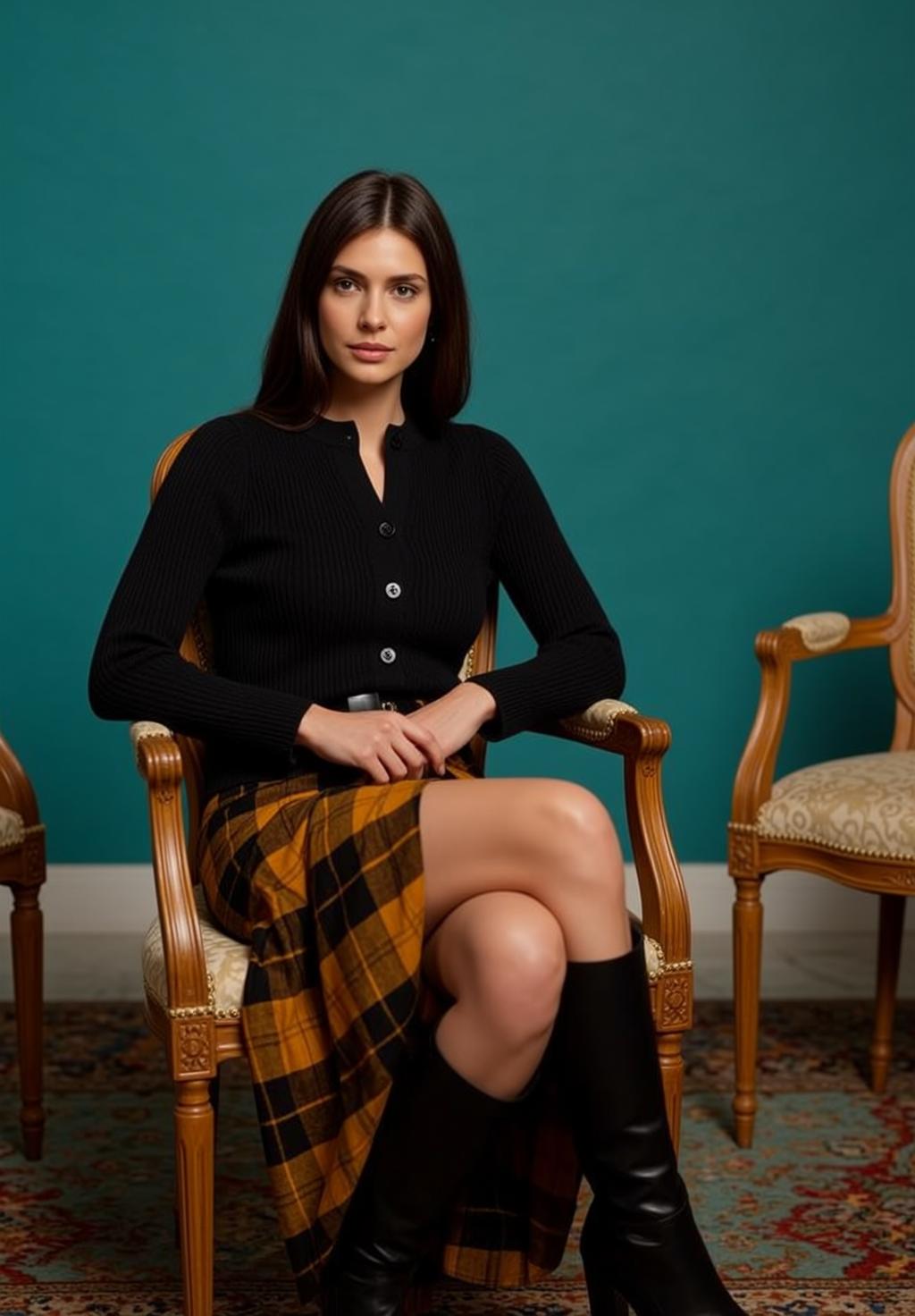 Explore Seated Vintage Armchair Her Body Angled