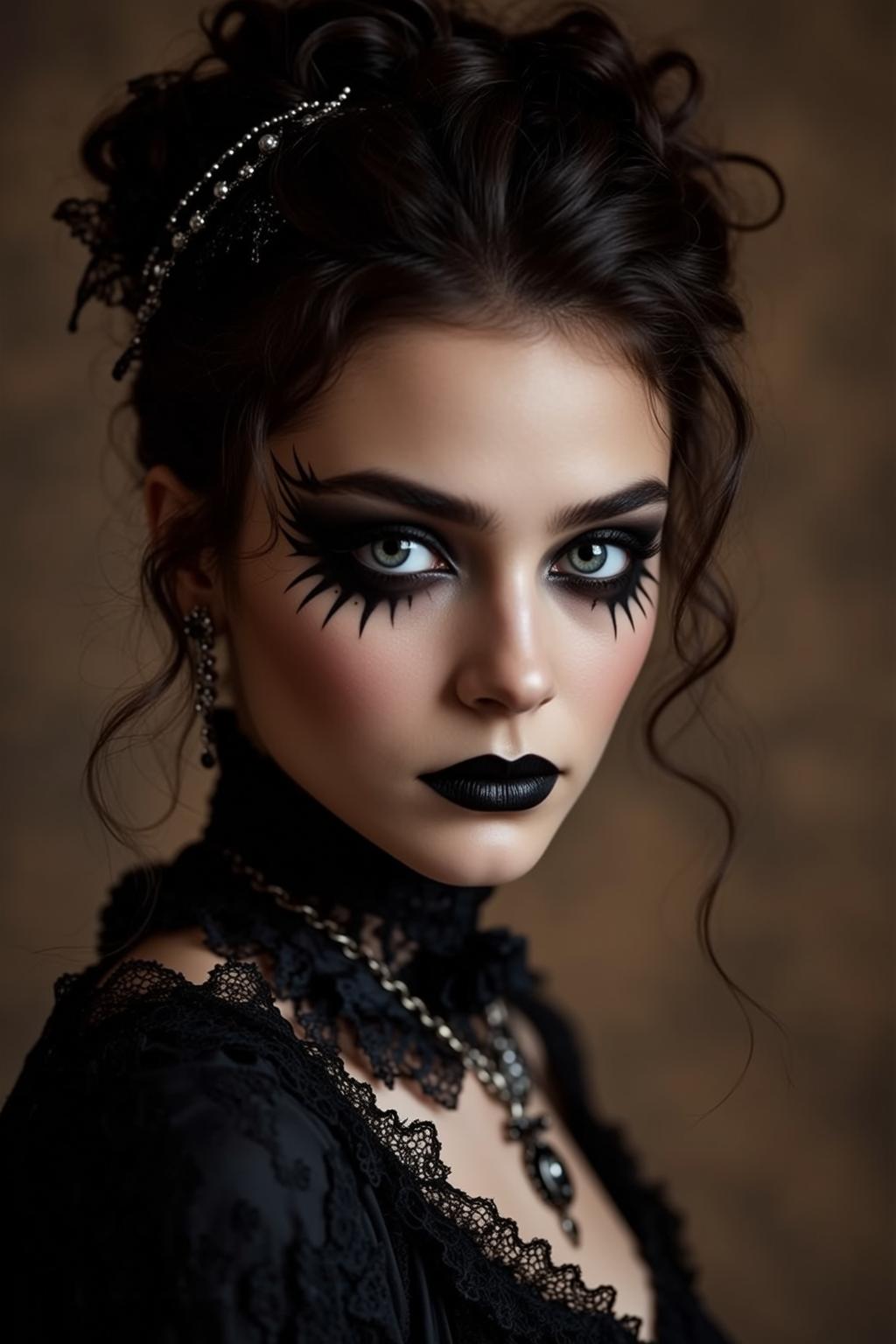 Halloween Makeup Young Dark Brown Styled Curls
