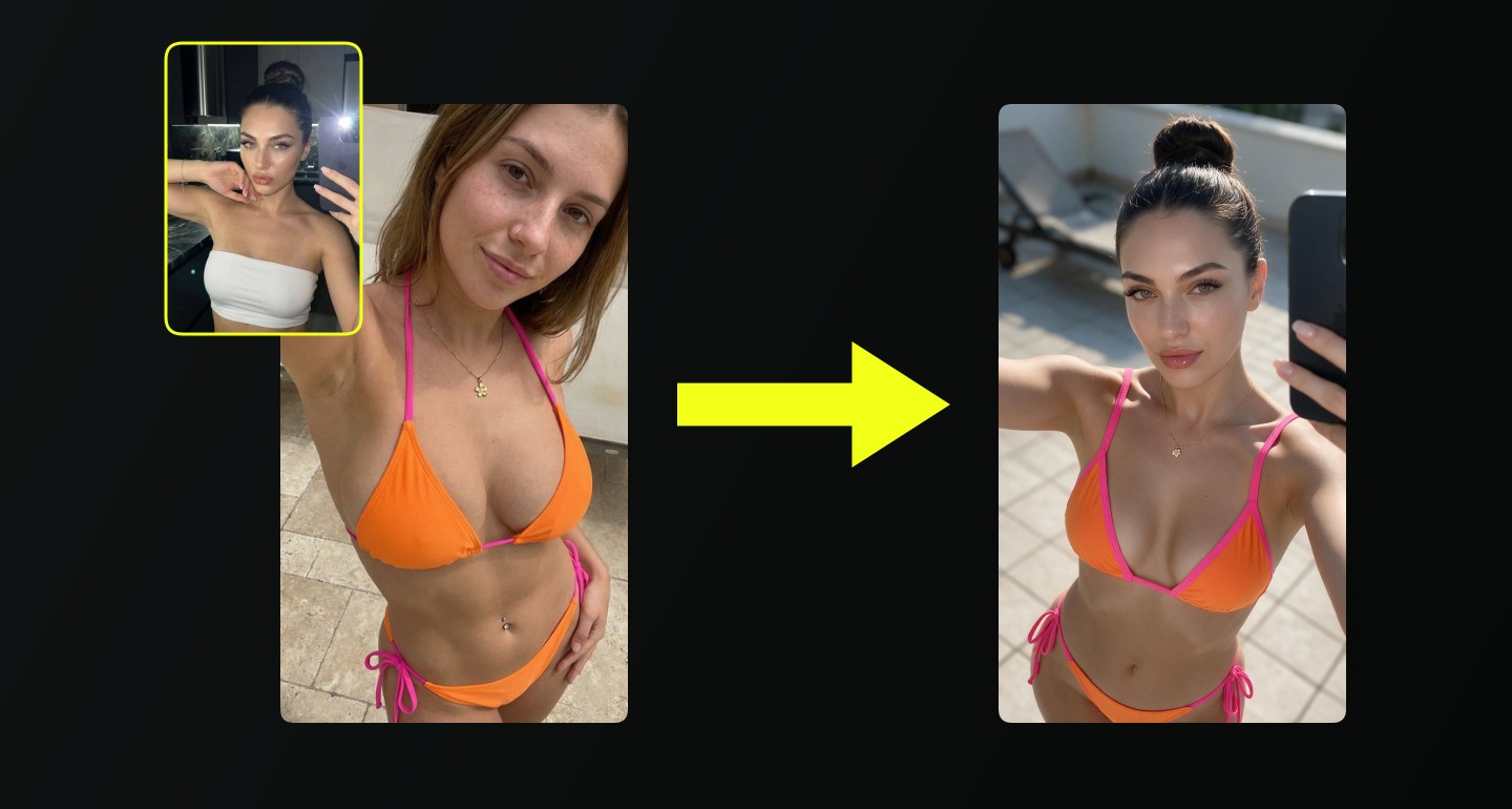 Lily remix walkthrough for Orange Pink Bikini Patio Selfie Bright Daylight