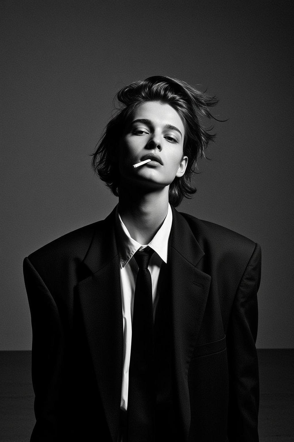 Medium Shot Portrait Orientation Captures Young Person With Short Tousled