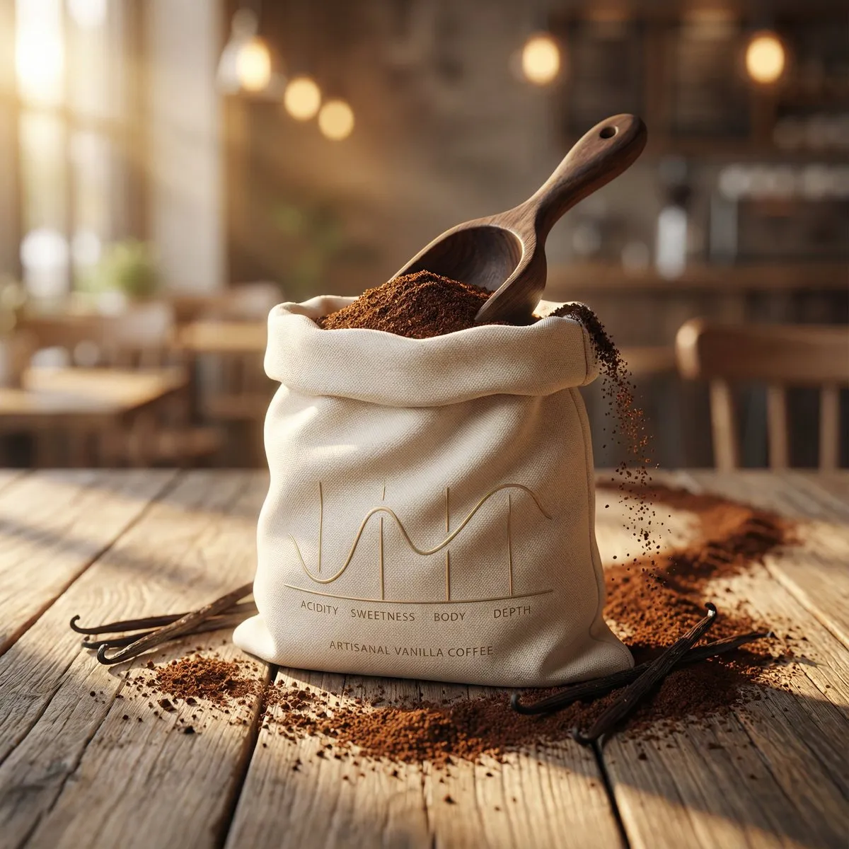 Artisanal Vanilla Coffee Ivory Pouch Oak
