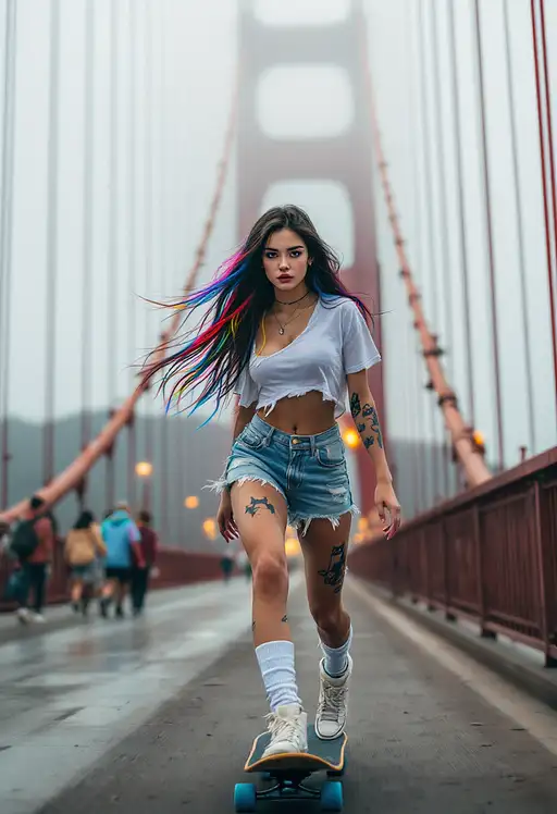 Skateboarding Beauty Golden Gate