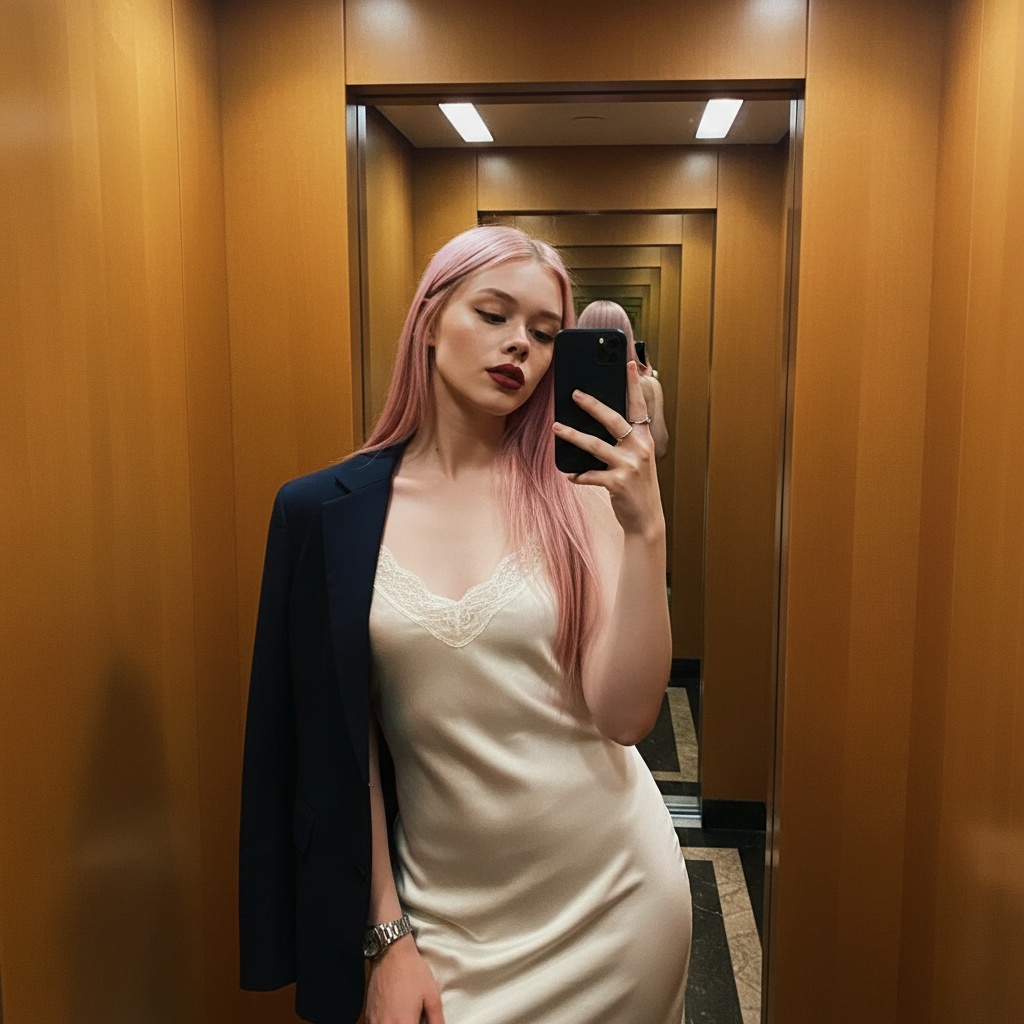 Luxury Hotel Elevator Mirror Selfie Cinematic