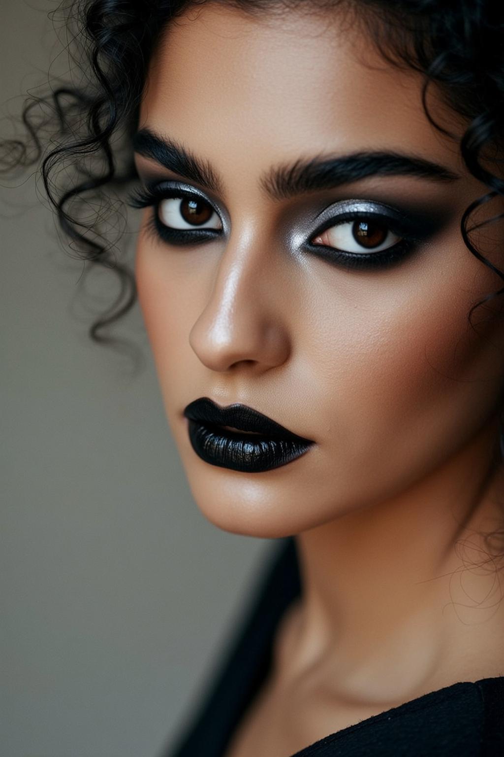 Halloween Makeup Young Black Curly Voluminous Medium-toned