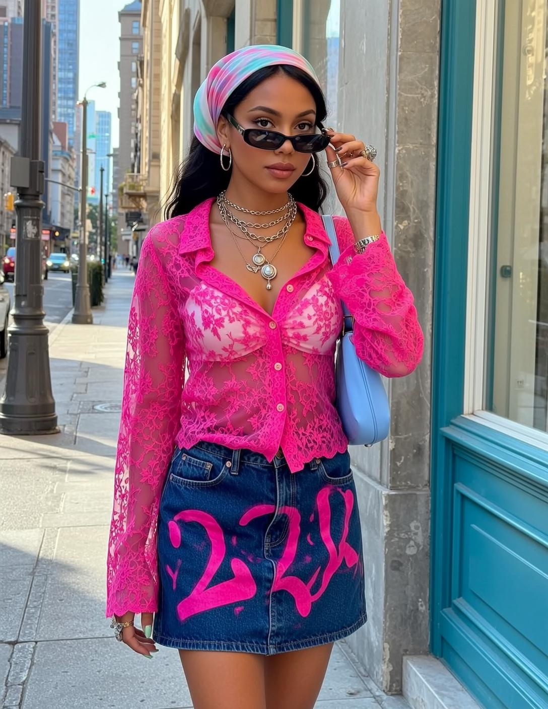 Pink Lace City Portrait