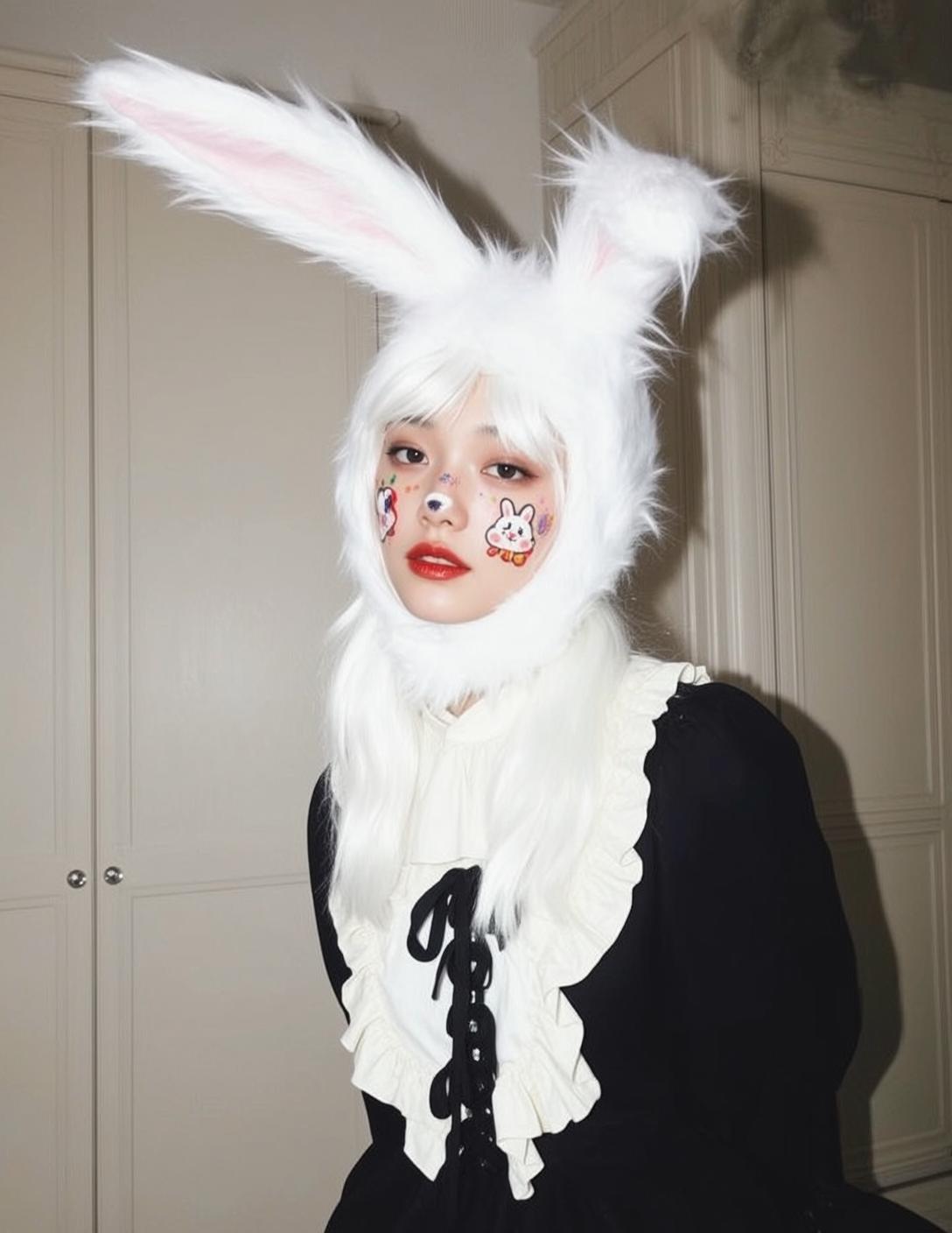 Bunny Hat Black Dress Portrait
