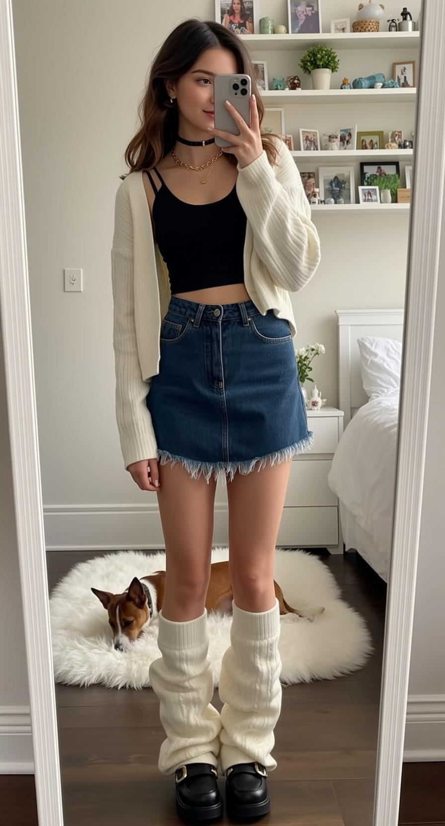 Black Crop Top Mirror Selfie