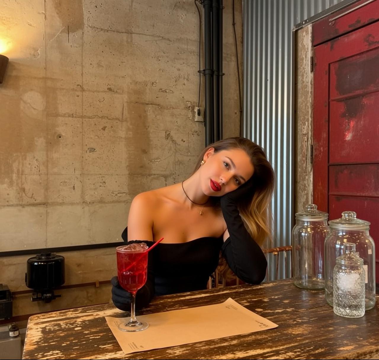 Explore Seated Rustic Wooden Table Her Head