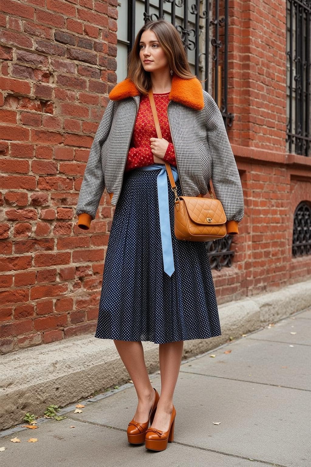 Red Sweater Houndstooth Jacket