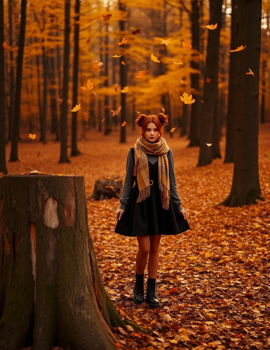 Autumn Young Red Styled Two Buns Fair