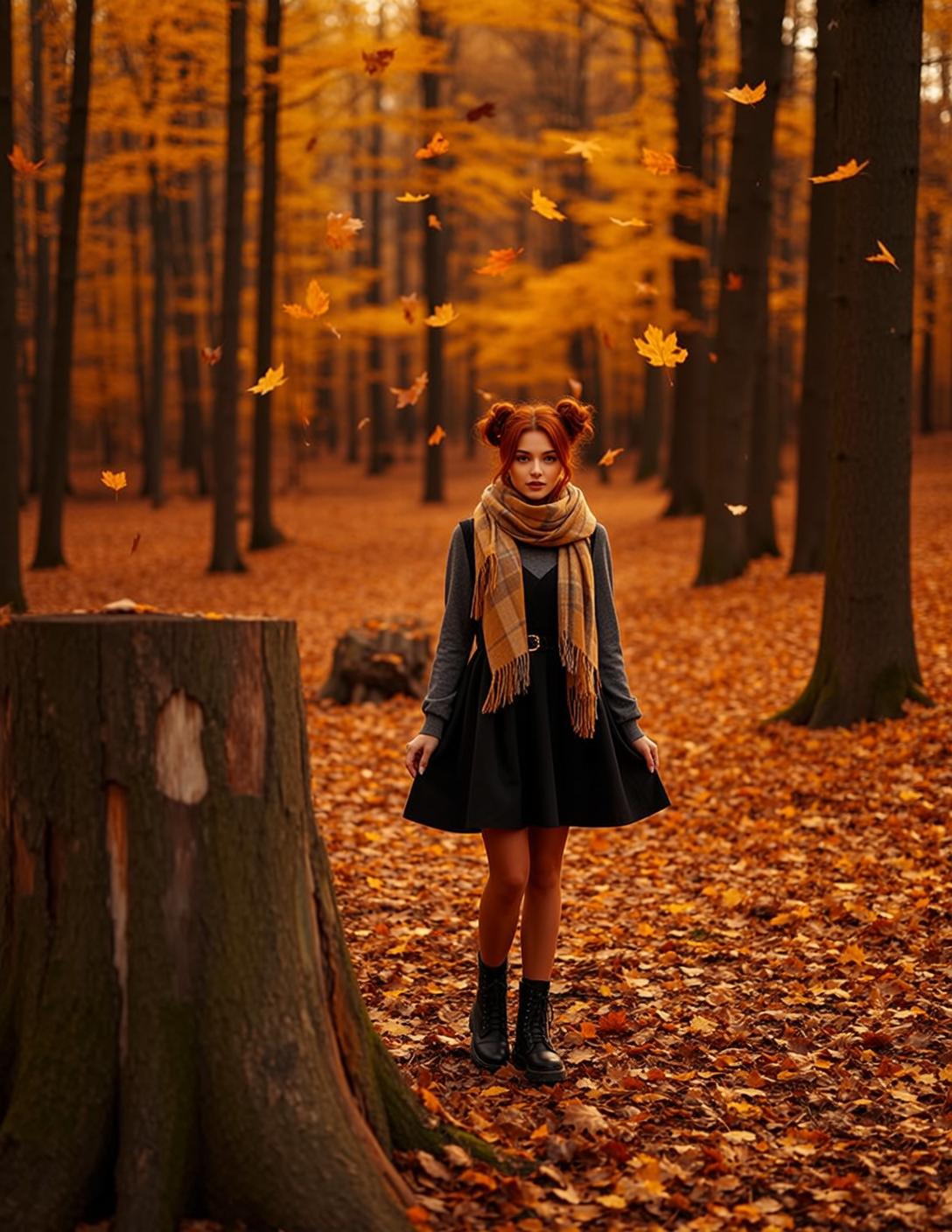 Autumn Young Red Styled Two Buns Fair