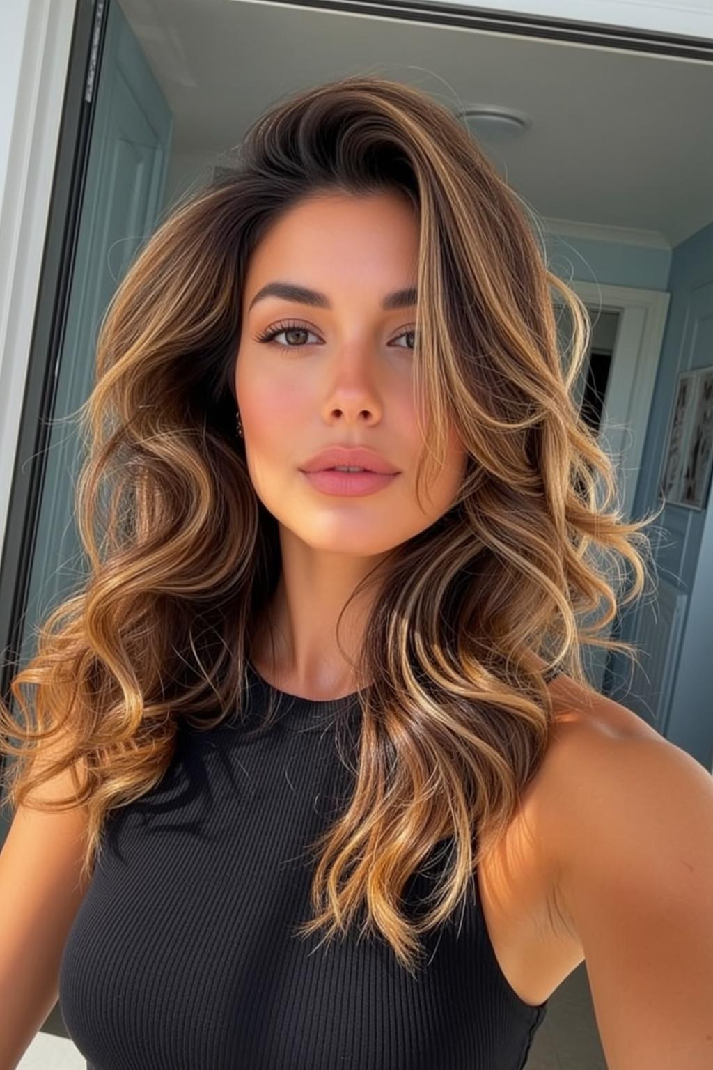 Hair Salon Young Long Wavy Brown Blonde
