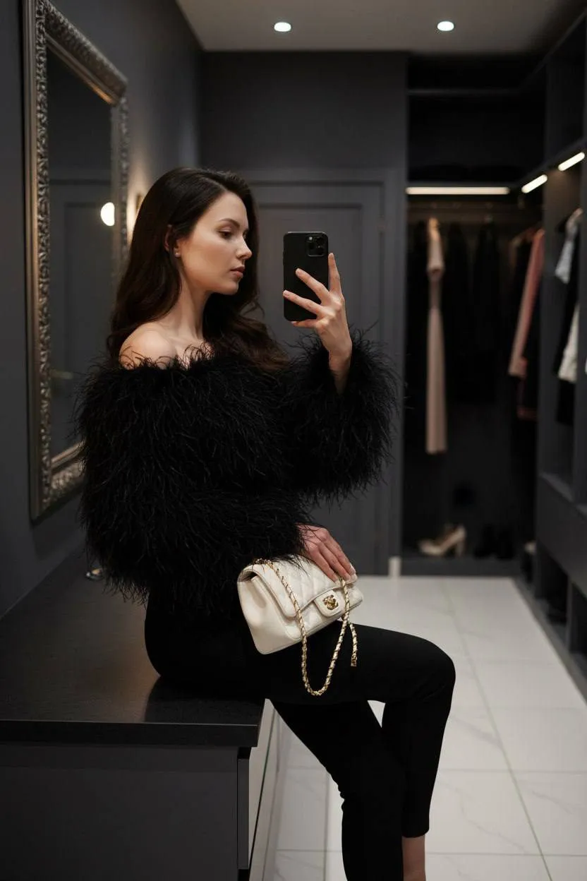 Feather Top Countertop Mirror Selfie