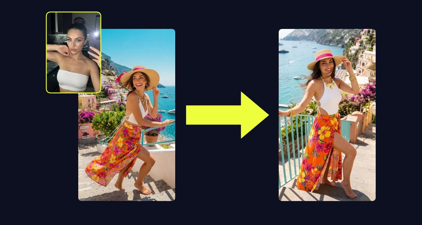 Lily remix walkthrough for Positano Italy Outdoor Stairs Walking Joyful Smile Straw Hat