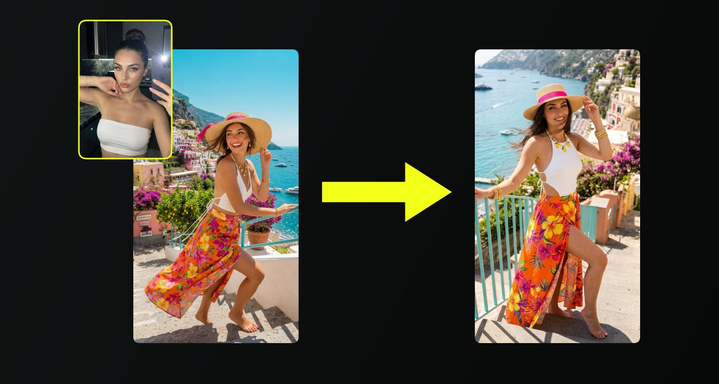Lily remix walkthrough for Positano Italy Outdoor Stairs Walking Joyful Smile Straw Hat
