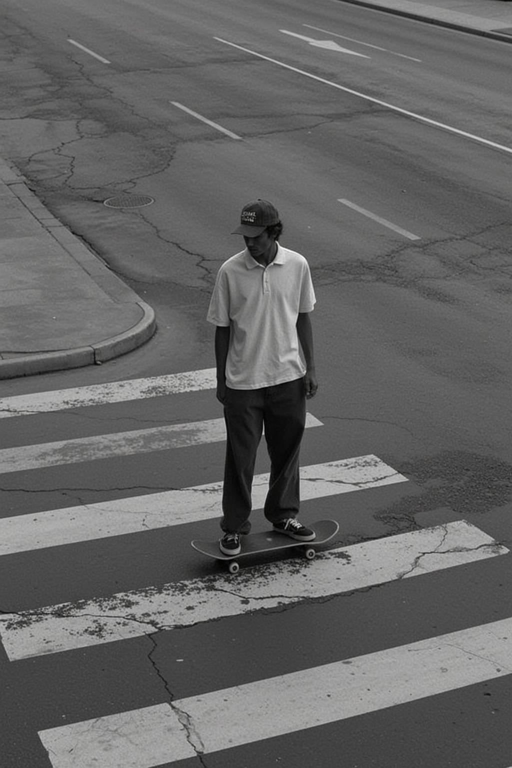 Skateboard Crosswalk Monochrome Look