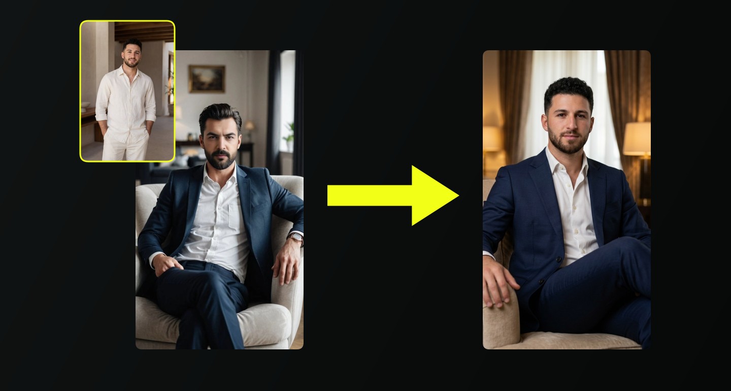 Leon remix walkthrough for Navy Suit Armchair Portrait