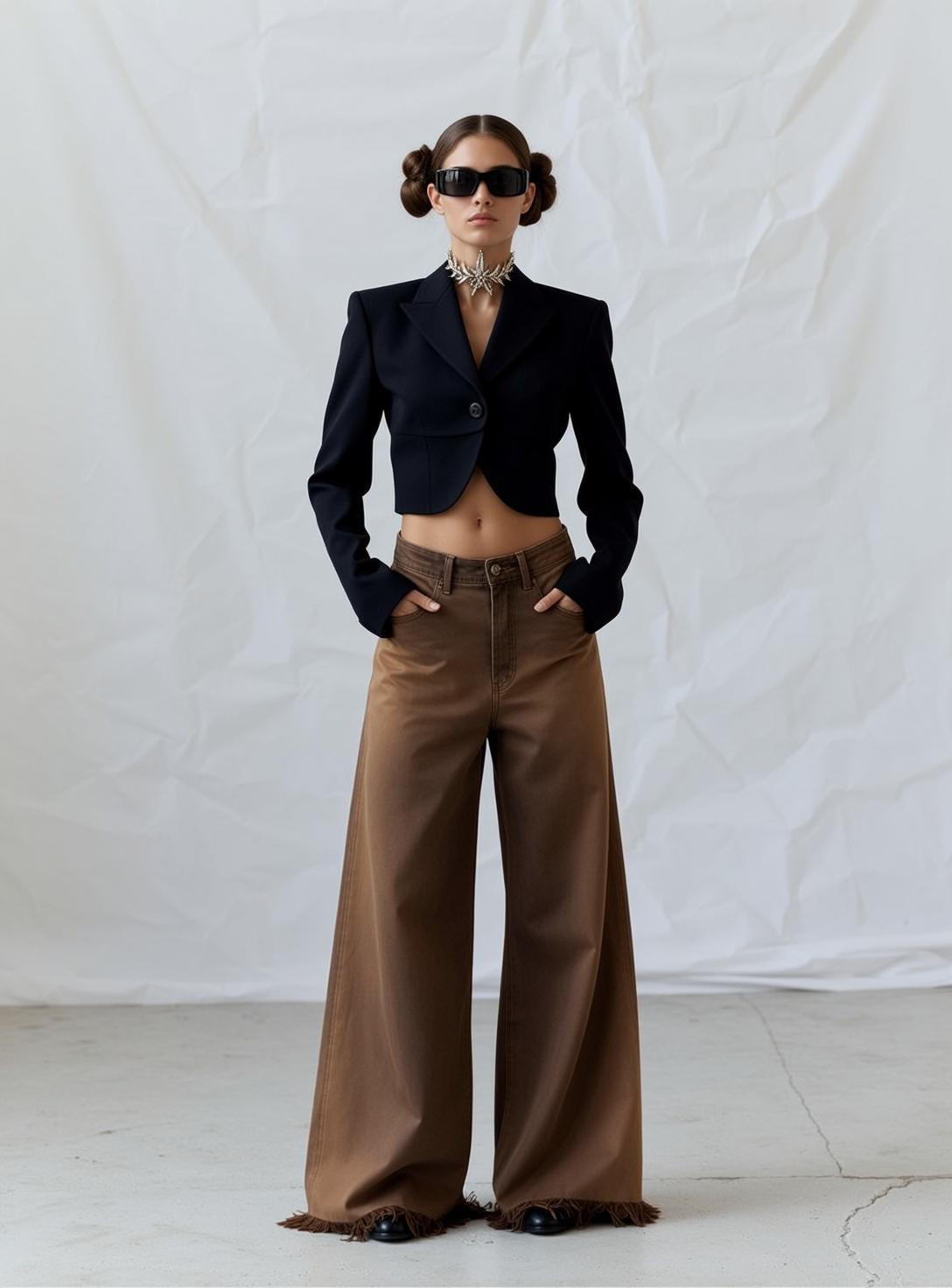 Silver Starburst Choker Wide Leg Pants Outfit