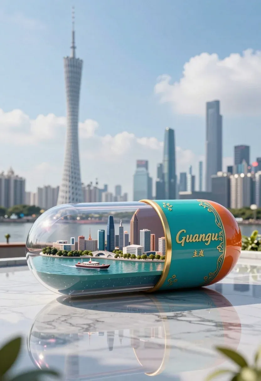 Large Glossy Capsule-shaped Container Sits Reflective Marble Surface Displaying Miniature