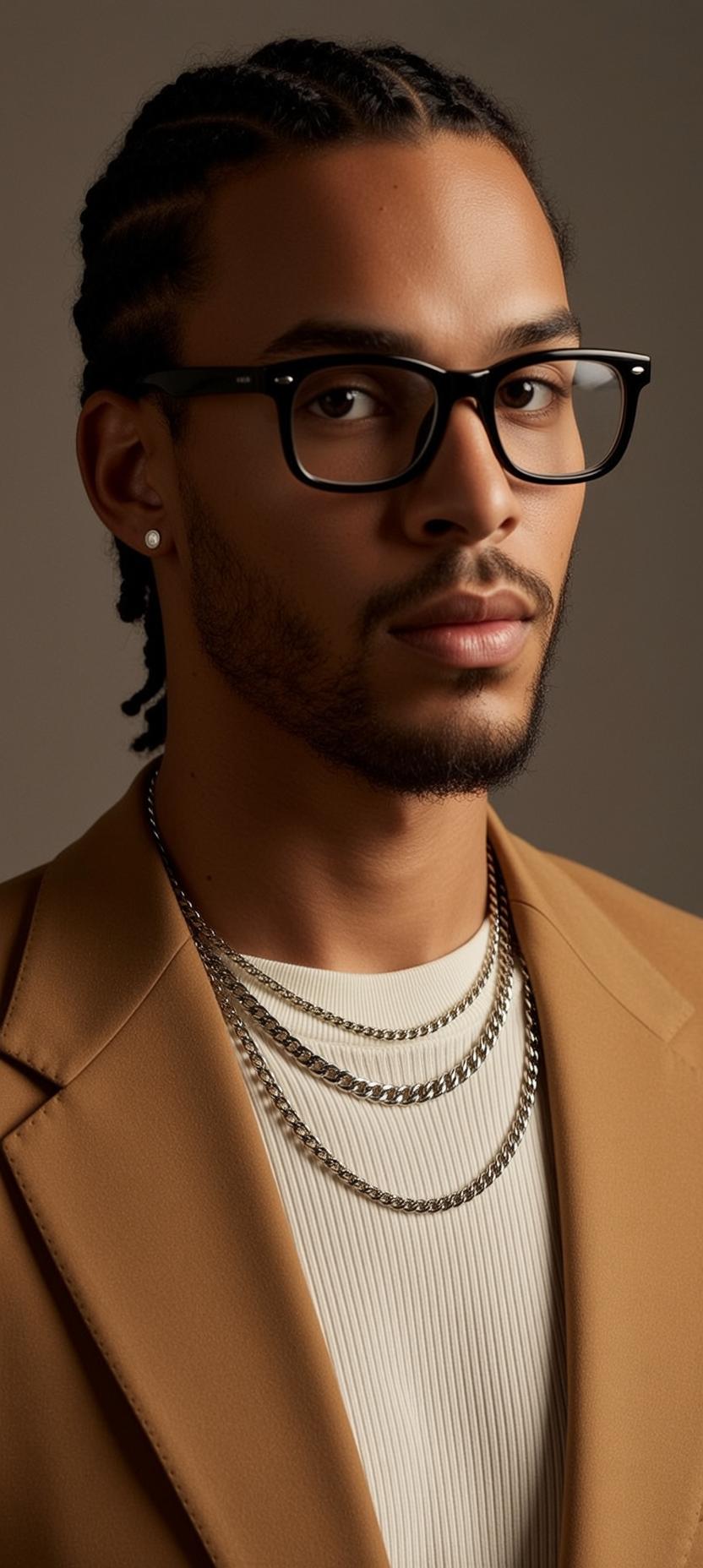 Ribbed Tee Tan Blazer Portrait