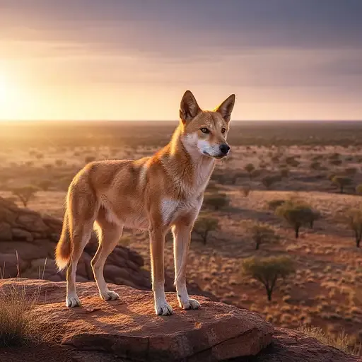 The Australian Dingo Its Prime During The Morning Sunrise The