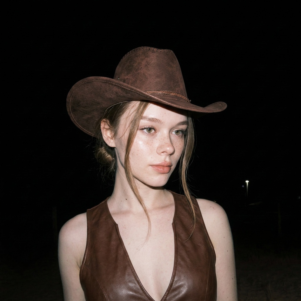 Cowboy Hat Night Outdoor Scene Centered Shot